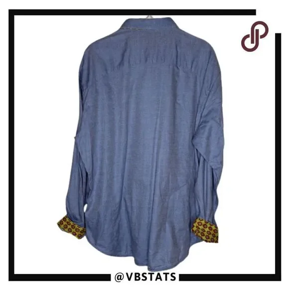 Robert Graham Men's Geometric Button Down Shirt Blue Size‎ 2XL - Picture 2 of 9